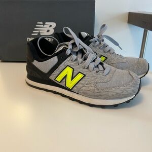 New Balance Kids' Gray and Neon Yellow Sneakers